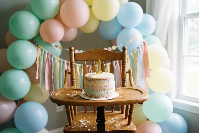 First birthday smash cake photo setup at a Bali villa