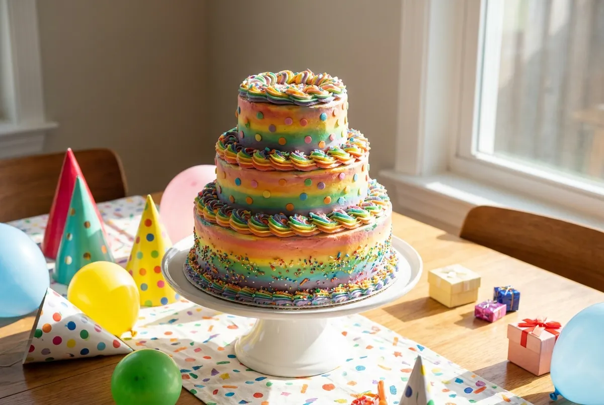 Custom colourful kids birthday cake made by BaliKidsParty in Bali
