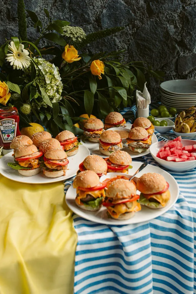 Mini burgers served at a kids party in Bali