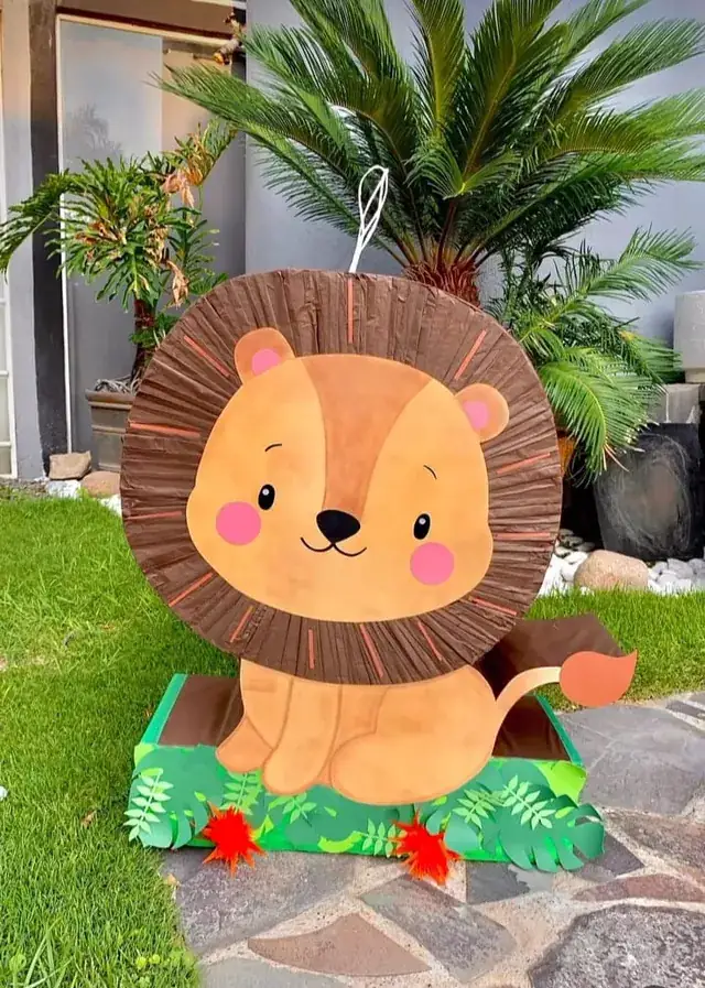 Cute lion pinata for a safari-themed kids party in Bali