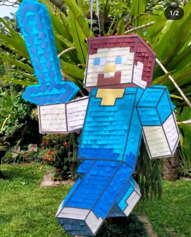 Minecraft-themed pinata for a kids birthday party in Bali